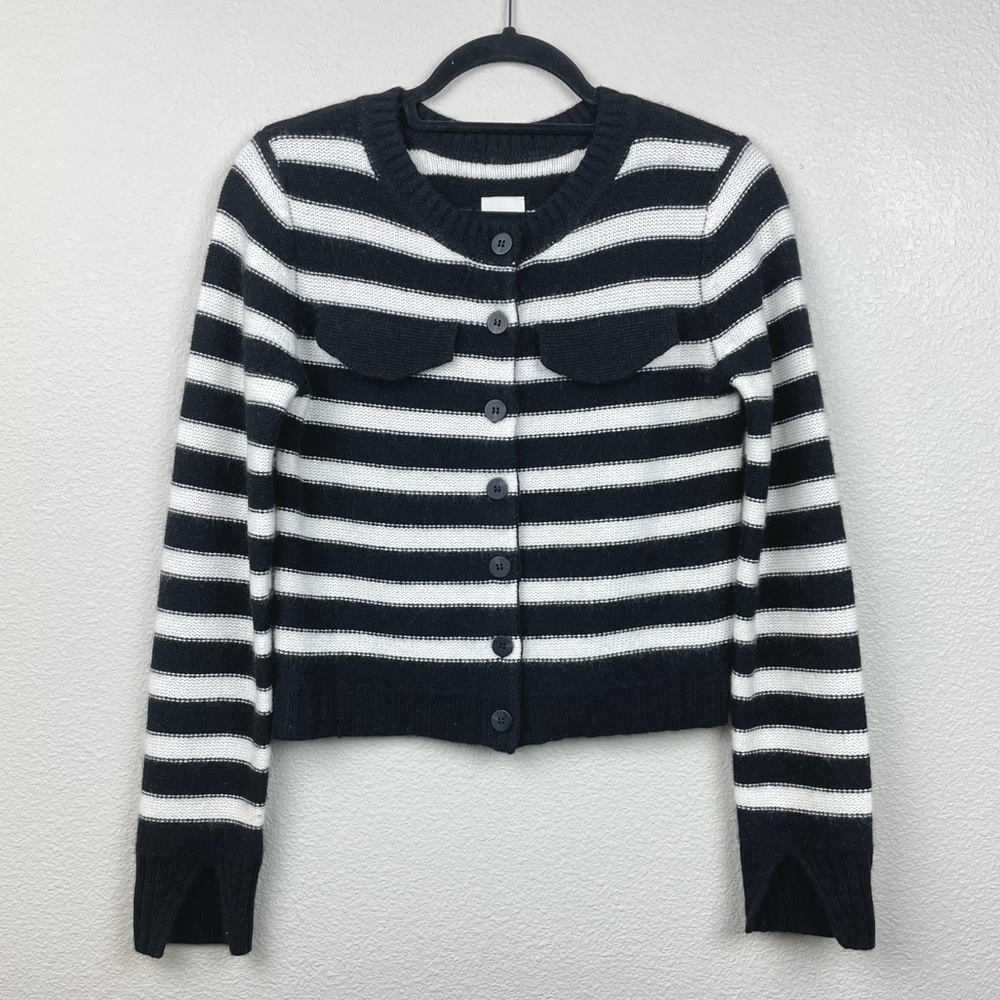 Anthropologie Maeve Women's Small Cashmere Crop Cardigan Sweater Parisian Style - Picture 4 of 16